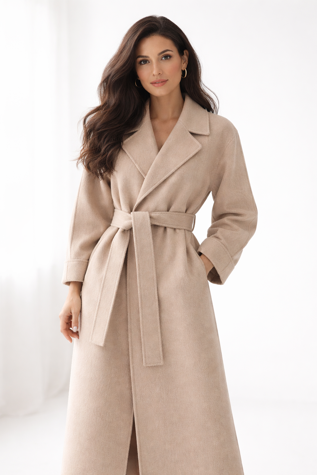 Kaith | Elegant Belted Long Coat