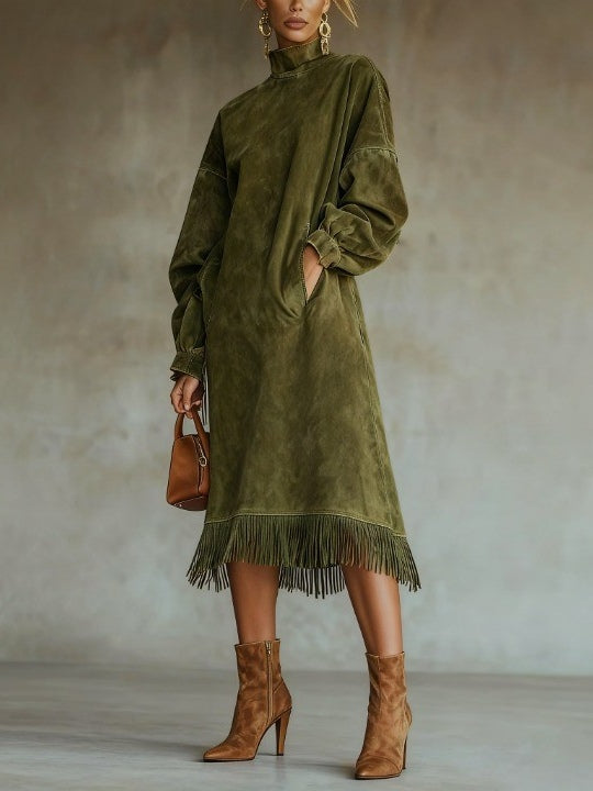 Suede Lunya Turtleneck Dress