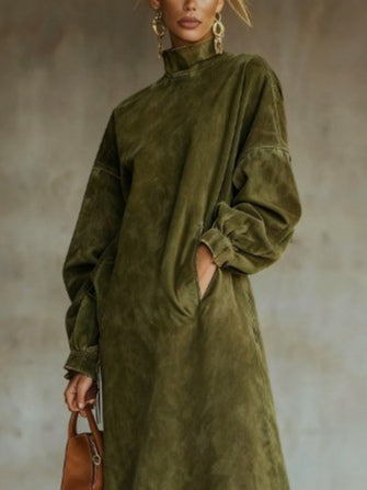 Suede Lunya Turtleneck Dress