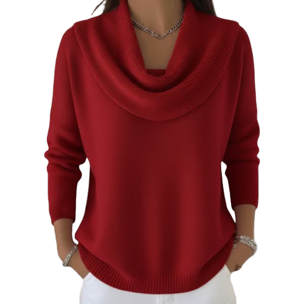 By Luna Cowl-Neck Knit Top