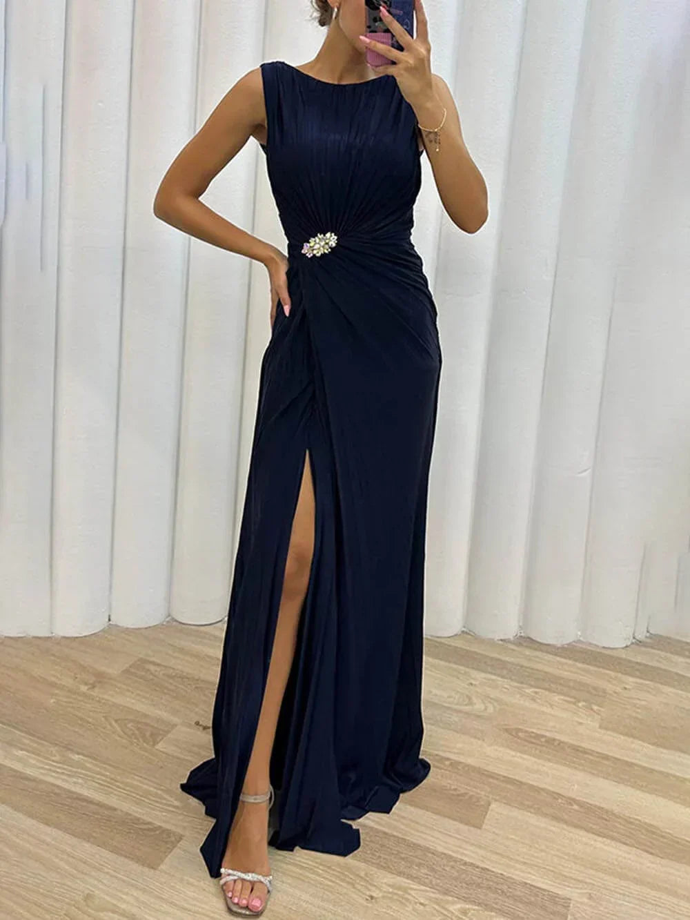 Davina - Pleated Maxi Evening Dress