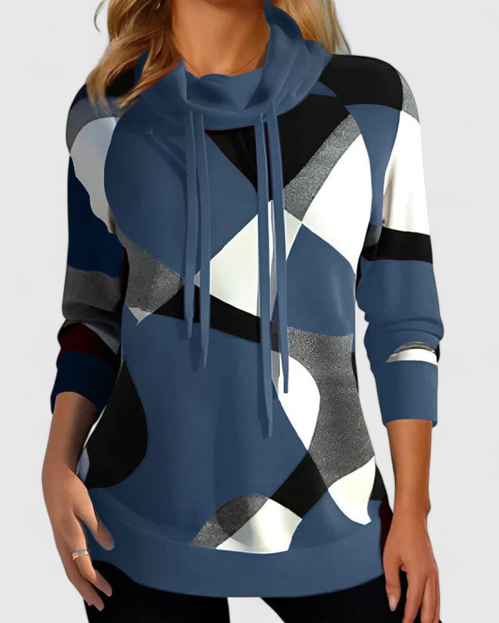 Maxime | Geometric Block Cowl Sweater