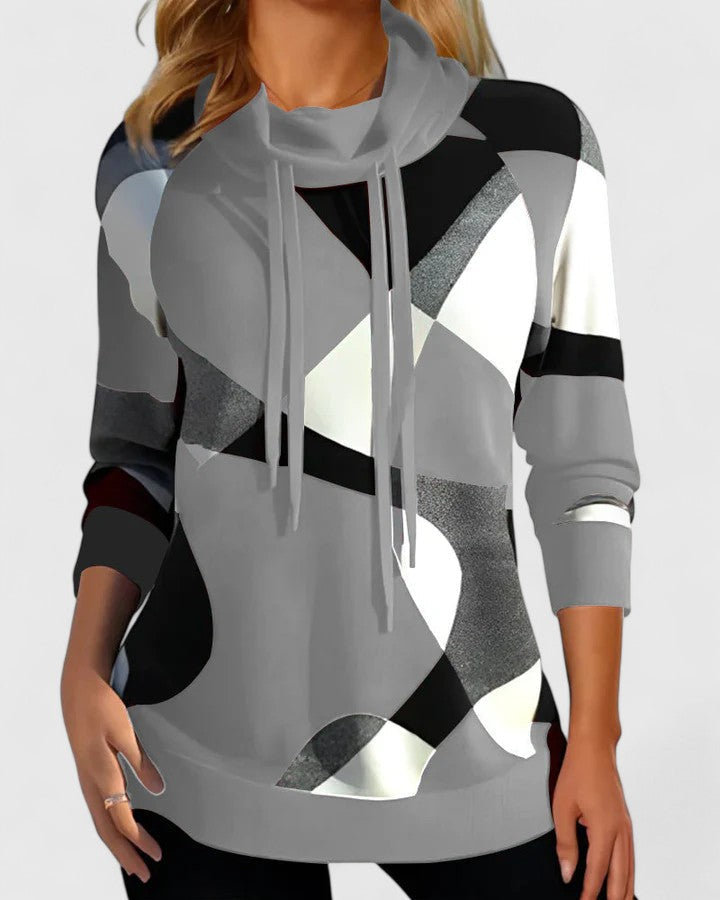 Maxime | Geometric Block Cowl Sweater