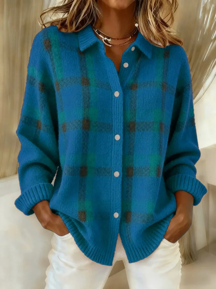 Emma| Retro Plaid Sweater with Casual Contrast