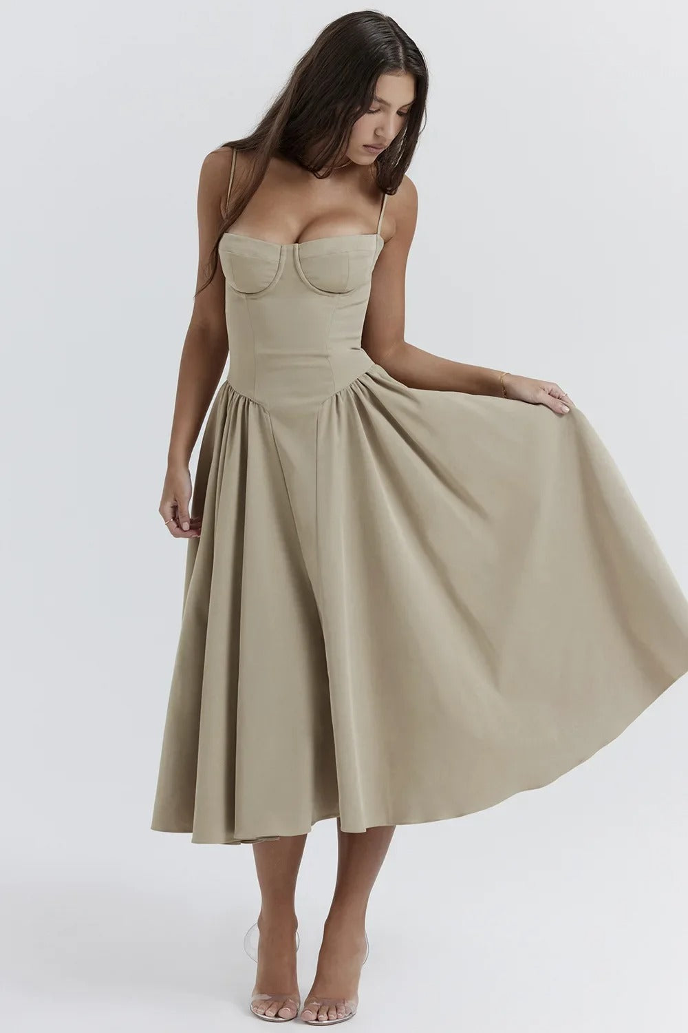 Joanne - Sophisticated sleeveless corset dress