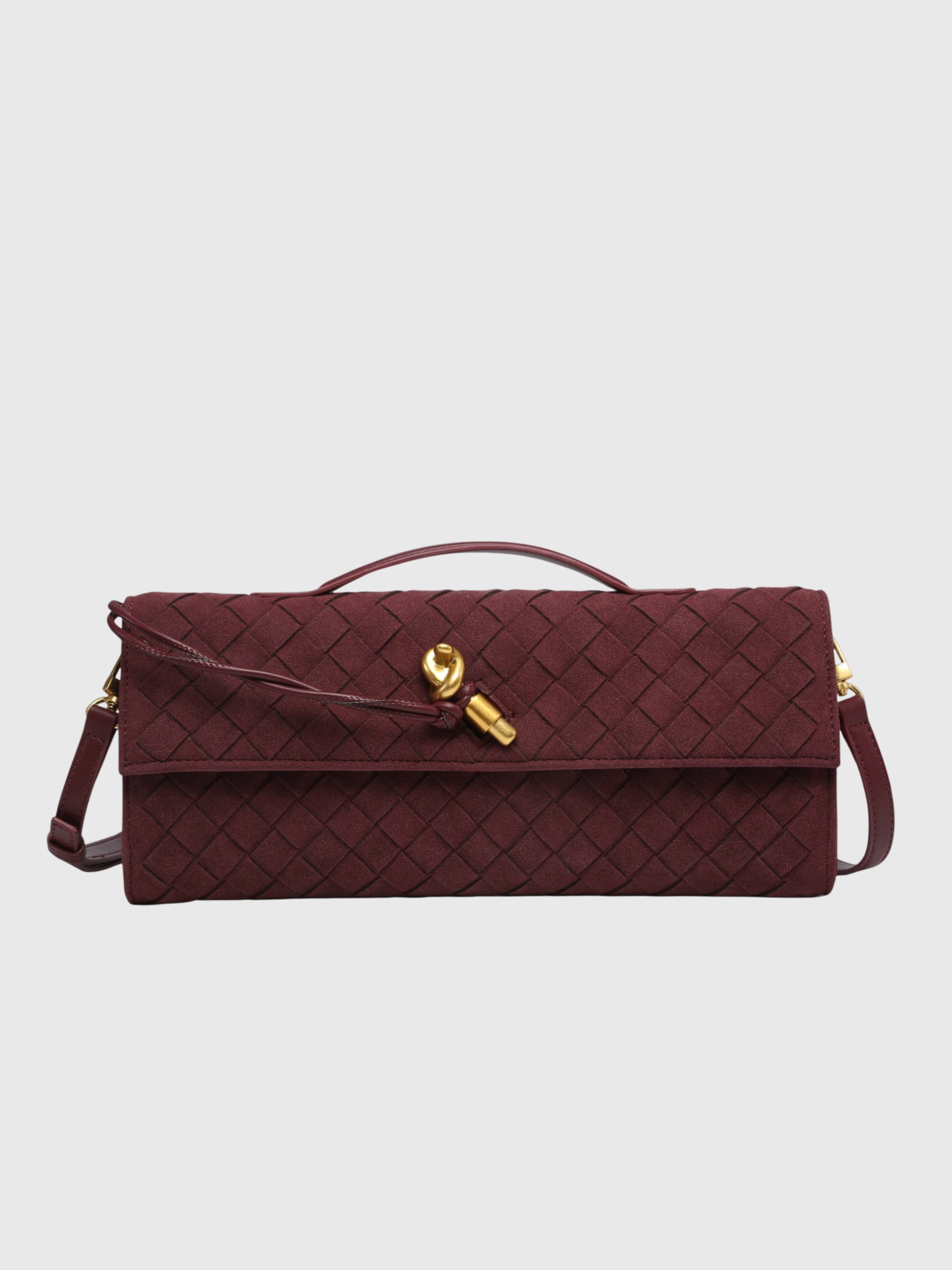 Cherry | Luxe Woven Suede Clutch