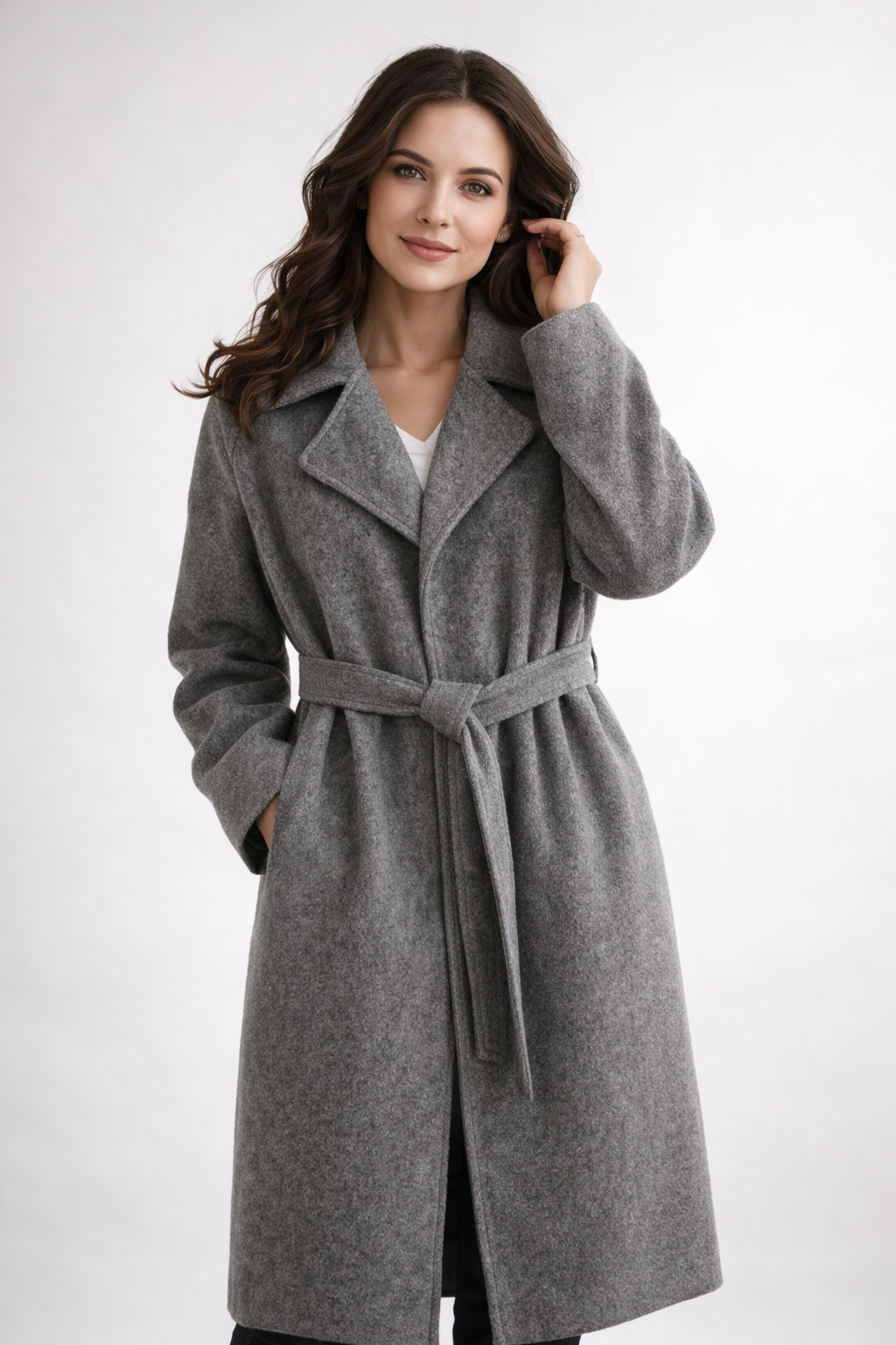 Kaith | Elegant Belted Long Coat