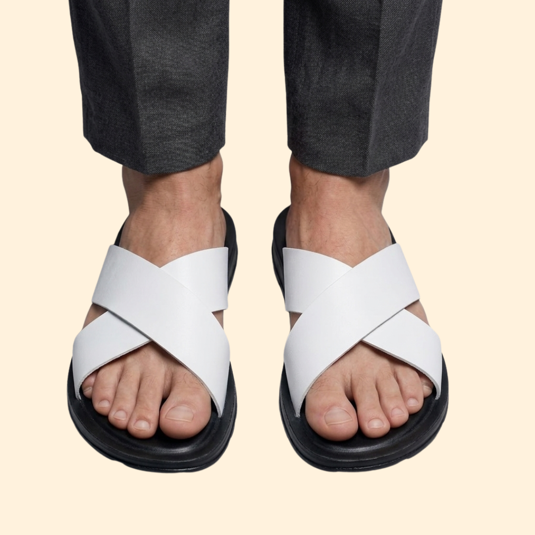 Men's Leather Slip-On Sandals Open Toe Casual Comfort