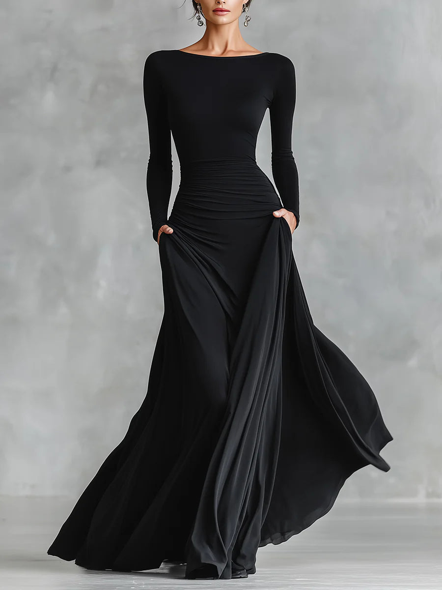 Vanera | Long Boat-Neck Dress