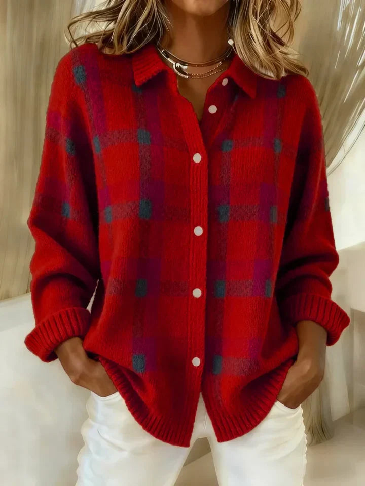 Emma| Retro Plaid Sweater with Casual Contrast